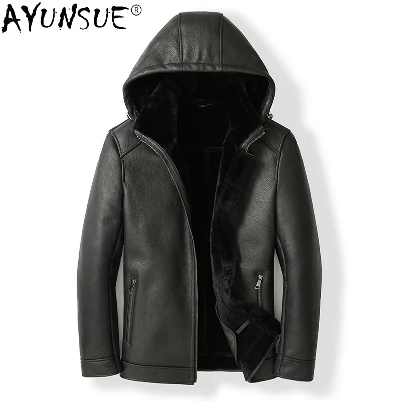 Real Sheepskin Leather Jacket Men Hooded Genuine Coat Male Short Korean Jakcets Outwear Chamarras Para Hombre
Real Sheepskin Leather Jacket Men Hooded Genuine Coat Male Short Korean Jakcets Outwear Chamarras Para Hombre