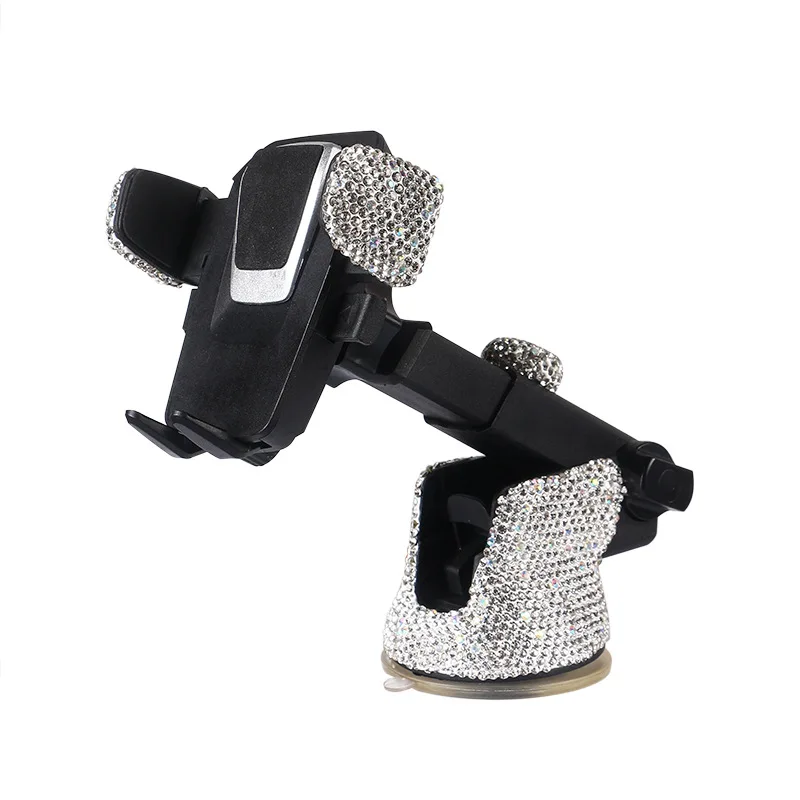 

Retractable by 360 Degrees of Rotation Bling Glitter Car Phone Holder Sucker Design Cellphone Stand Decor Women Auto GPS Support