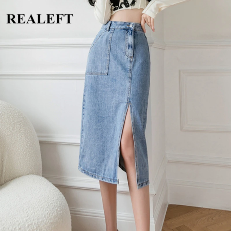 REALEFT Summer 2022 New Front Split Women's Denim Wrap Skirts High Wasit Jeans Skirt Elegant Female Pencil Midi Skirts Pocket
REALEFT Summer 2022 New Front Split Women's Denim Wrap Skirts High Wasit Jeans Skirt Elegant Female Pencil Midi Skirts Pocket