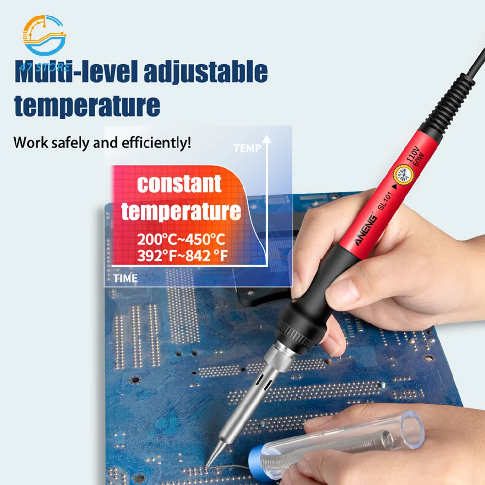 SL101 Electric Soldering Iron Adjustable Temperature 220V 110V Portable Welding Tool Sets US/EU Plug
SL101 Electric Soldering Iron Adjustable Temperature 220V 110V Portable Welding Tool Sets US/EU Plug