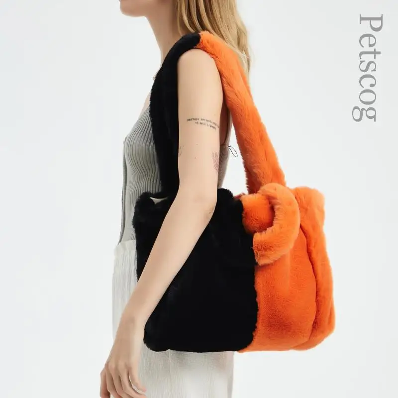Fashion Patchwork Plush Tote Bags Designer Women Handbags Luxury Casual Shoulder Bag Large Capacity Shopper Purses Winter 
Fashion Patchwork Plush Tote Bags Designer Women Handbags Luxury Casual Shoulder Bag Large Capacity Shopper Purses Winter