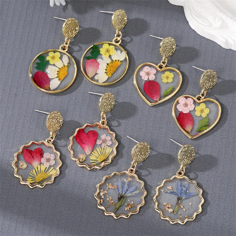 Unique Colorful Round Heart Love Dried Flower Earrings Women Fashion Floral Earring Resin Epoxy Immortal Flower Earrings Jewelr
Unique Colorful Round Heart Love Dried Flower Earrings Women Fashion Floral Earring Resin Epoxy Immortal Flower Earrings Jewelr
