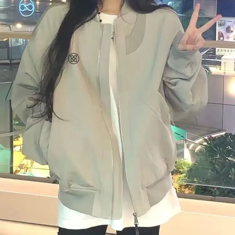 Women Golf Jacket Fashion Grey Retro Street Coat Golf Wear Tops Stand Collar Golf Clothing Spring Ladies Windproof Golf Apparel
Women Golf Jacket Fashion Grey Retro Street Coat Golf Wear Tops Stand Collar Golf Clothing Spring Ladies Windproof Golf Apparel