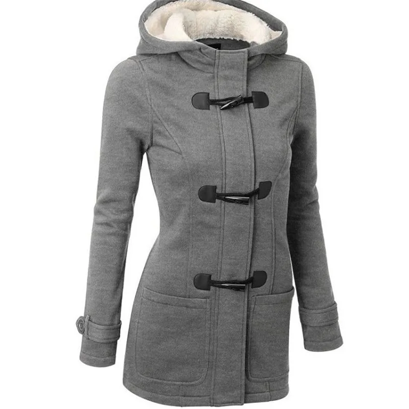 Women's Autumn and Winter Cowhorn Button Coat Women's Thickened Hooded Blended Jacket Cotton Coat Women
Women's Autumn and Winter Cowhorn Button Coat Women's Thickened Hooded Blended Jacket Cotton Coat Women