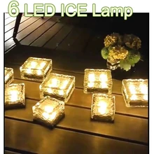 Solar Led Ice Cube Brick Lights Outdoor 6 LED Waterproof Stair Step Paver Lamp Yard Patio Lawn Garden Decoration Party lighting