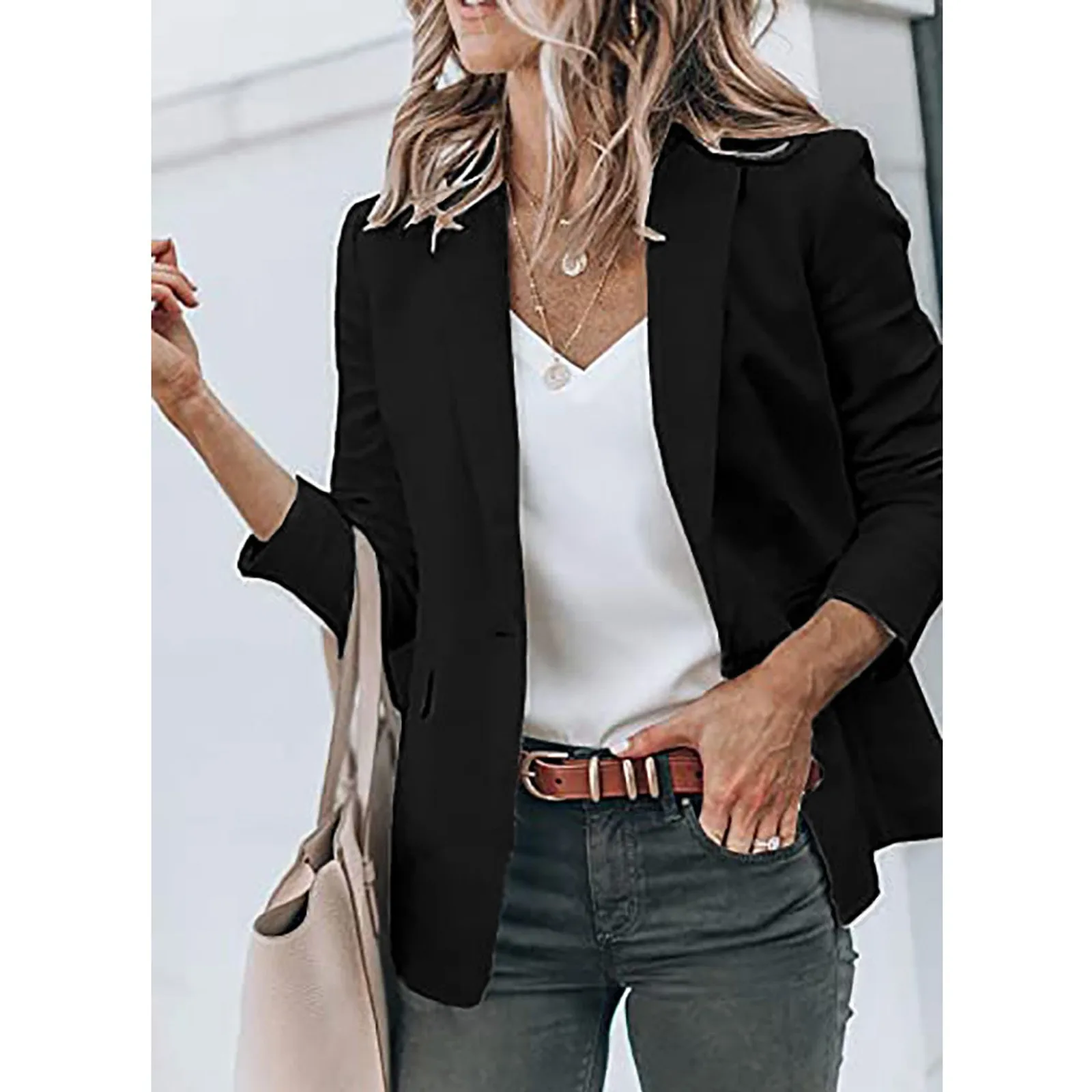 Women Suit Jacket Long Sleeve Solid Color Elegant Office Work Lapel Open Front Cardigan Blazer Outerwear ropa de mujer
Women Suit Jacket Long Sleeve Solid Color Elegant Office Work Lapel Open Front Cardigan Blazer Outerwear ropa de mujer