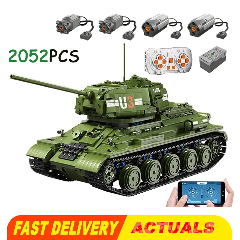 Technical T34 Tank T4014 APP Remote Control Moter Power Bricks Building Blocks WW2 Military Toys For Children Kids Moc Sets Gift
Technical T34 Tank T4014 APP Remote Control Moter Power Bricks Building Blocks WW2 Military Toys For Children Kids Moc Sets Gift
