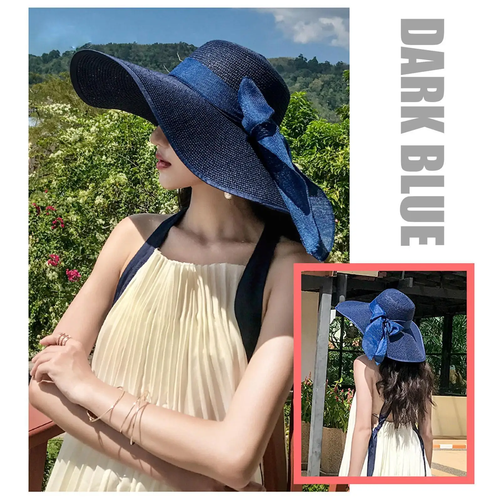 

Large Summer Women Straw Hat Wide Brim Floppy Panama Female Outdoor Hats Uv Beach Sun Foldable Bowknot Lady Protect S1O8