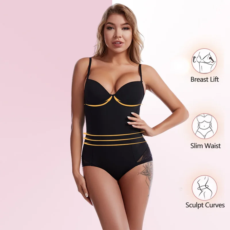 Sexy Glossy Shaper Bodysuit Lingerie Lace Decor Deep-V Push Up Bra Slim Fit Abdomen in Shapewear Underwear For Women
Sexy Glossy Shaper Bodysuit Lingerie Lace Decor Deep-V Push Up Bra Slim Fit Abdomen in Shapewear Underwear For Women