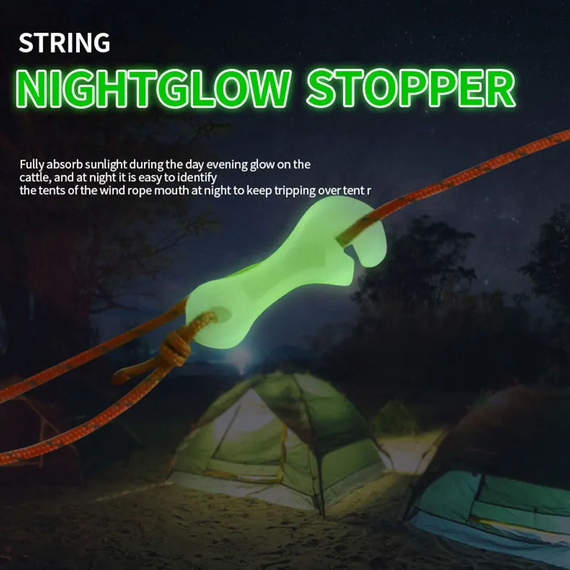 

Luminous Rope Buckle Fluorescence TentWrench Shape Buckle Alert Outdoor Camping Mountain Tent Anti-slip Wind Rope Stopper Tools