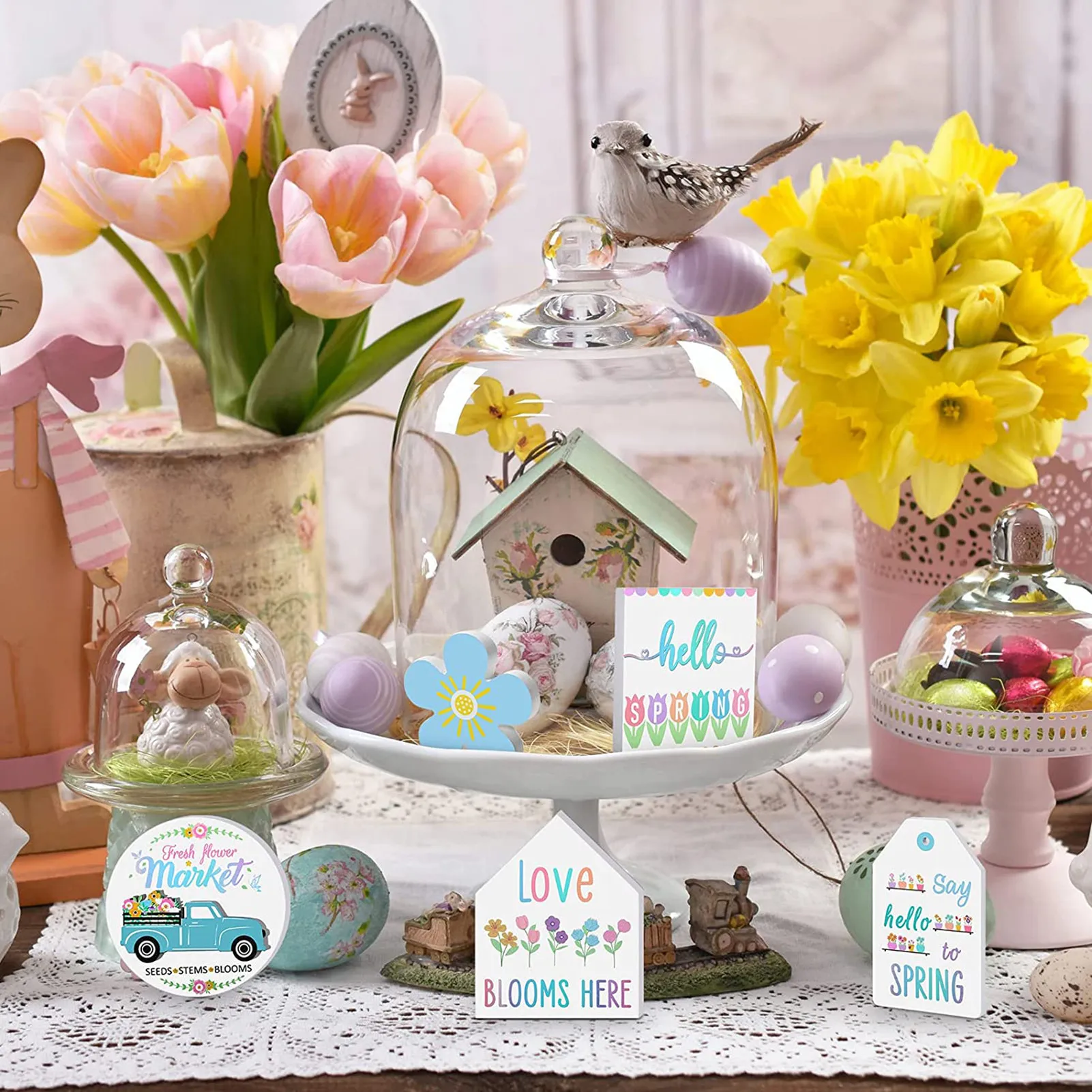 Easter Tiered Tray Ornament Figurines Miniatures Decorative Spring Hanging Bunny Ornaments Kids Gifts Home Decoration
Easter Tiered Tray Ornament Figurines Miniatures Decorative Spring Hanging Bunny Ornaments Kids Gifts Home Decoration