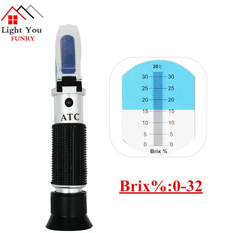 Handheld Brix Refractometer Fruit Sweetness Measuring 0-32% Sugar Meter Soymilk Milk Concentration Honey Meter Salinity Meter
Handheld Brix Refractometer Fruit Sweetness Measuring 0-32% Sugar Meter Soymilk Milk Concentration Honey Meter Salinity Meter
