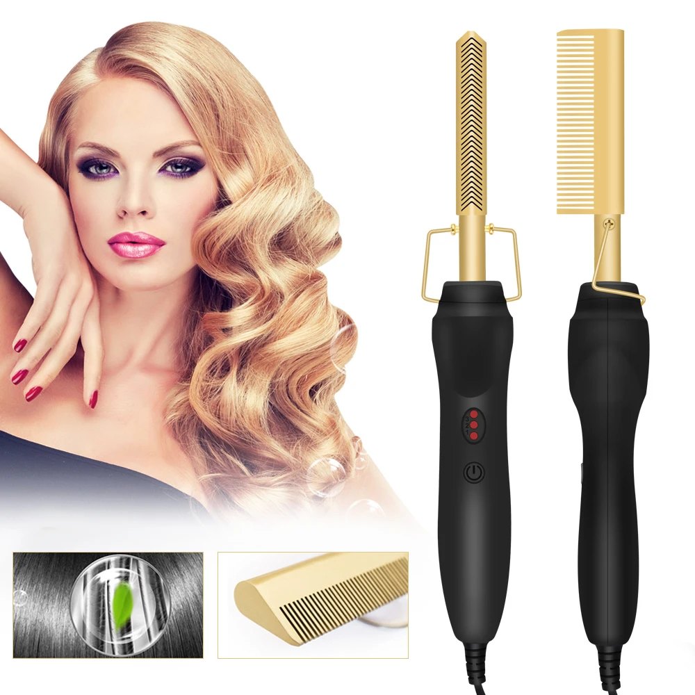 

Multifunction Hair Straightener Flat Irons Wet Dry Use Brush Comb Hot Heating Hair Straight Styler Curling Iron Hair Curler Comb