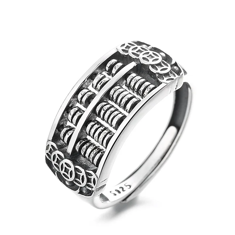 S925 sterling silver vintage craftsmanship abacus beads can rotate coins good implication open ring 
S925 sterling silver vintage craftsmanship abacus beads can rotate coins good implication open ring