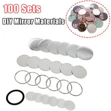 100 Sets DIY Mini Round Mirror Material Badge Blank Button Pins 58/75 mm Iron Back Cover for Button Badge Maker Machine