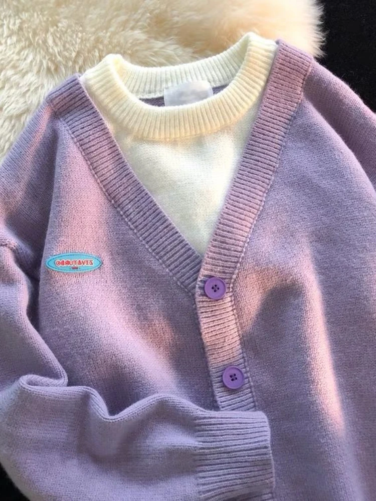 Sweaters Pullover Fake 2 Pieces Oversized Purple Spring Autumn Vintage Jumpers Sweater Baggy Elegant Korean Fashion Female Trend 
Sweaters Pullover Fake 2 Pieces Oversized Purple Spring Autumn Vintage Jumpers Sweater Baggy Elegant Korean Fashion Female Trend