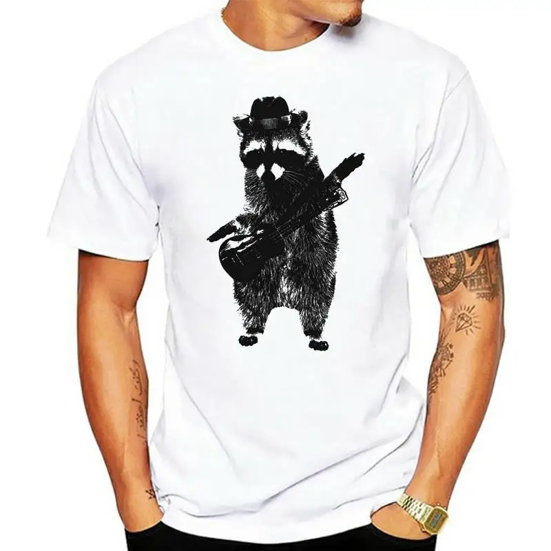 

Hip Hop Dance Bass Kpop Music T-Shirts For Men Raccoon Wielding Ukulele Men Short Sleeve Pullover Novelty Tshirt 2022 Hipster