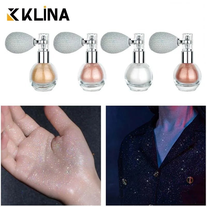 

KLINA Brightening Glitter Body Powder Spray Highlighter High Gloss Shimmer Sparkle Make Up Makeup Product For Face Nail Cosmetic