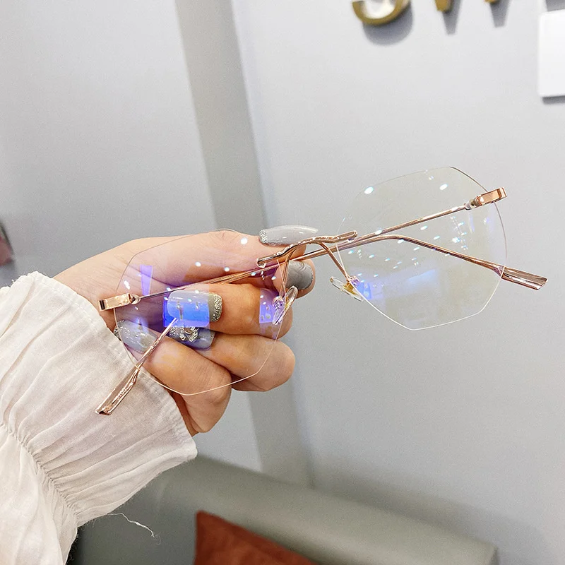 Luxury Rimless Glasses Woman Fashion Polygon Clear Lens Eyeglasses Female Vintage Frameless Anti Blue Light Metal Spectacle
Luxury Rimless Glasses Woman Fashion Polygon Clear Lens Eyeglasses Female Vintage Frameless Anti Blue Light Metal Spectacle