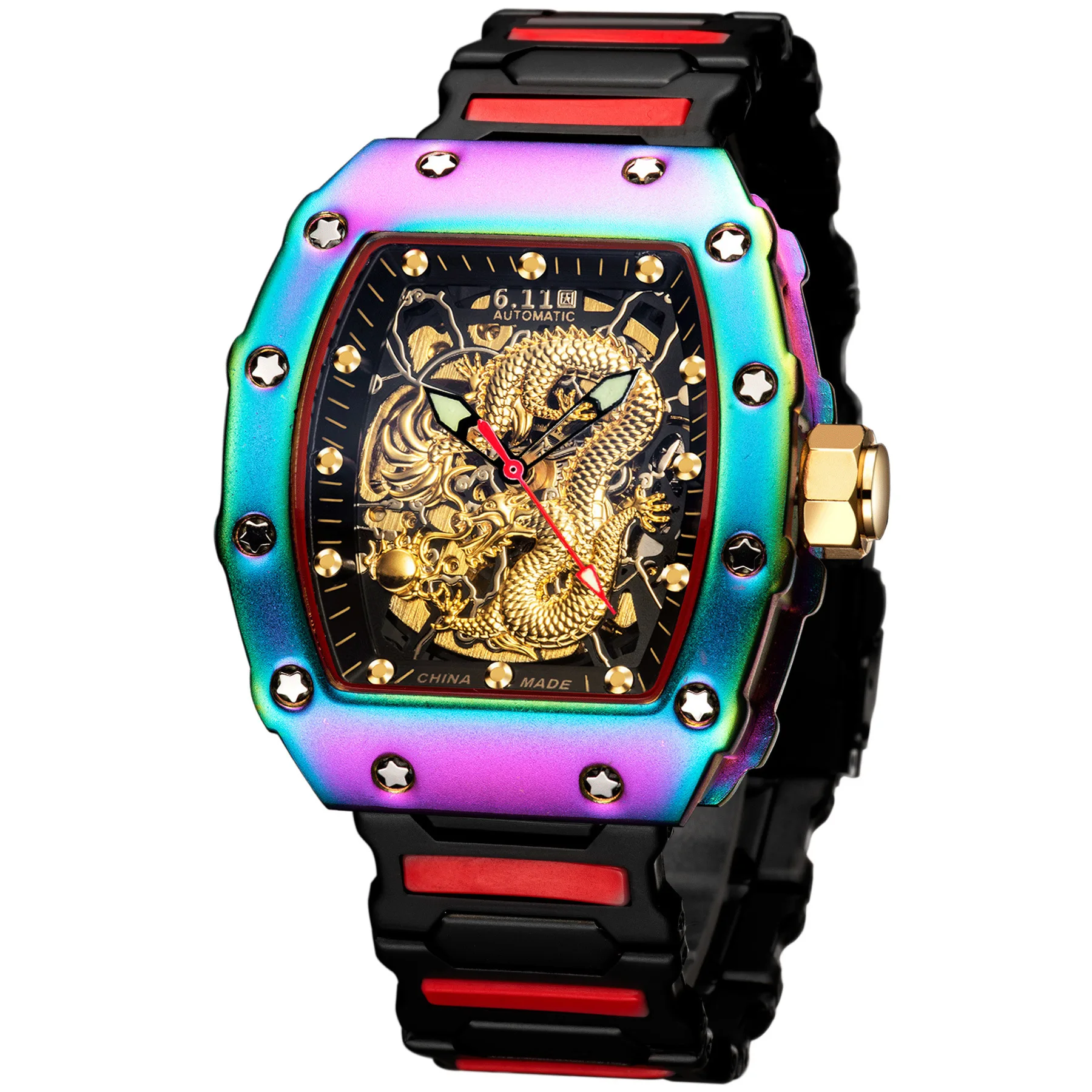 Luxury Automatic Mechanical Watch Top Brand Men Hip Hop Dragon Pattern Full Steel Watches Man Clock Hombre Relogio Masculino
Luxury Automatic Mechanical Watch Top Brand Men Hip Hop Dragon Pattern Full Steel Watches Man Clock Hombre Relogio Masculino