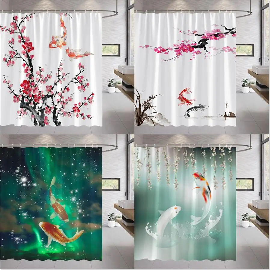 3D koi painting Shower Curtain Set Red Plum Blossom Cherry Blossom Landscape Retro Home Decor Bathroom Accessories Bath Curtains
3D koi painting Shower Curtain Set Red Plum Blossom Cherry Blossom Landscape Retro Home Decor Bathroom Accessories Bath Curtains