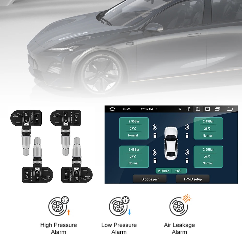 С 4 датчиками USB Android Автомобильная TPMS Android навигационная сигнализация USB TMPS система контроля давления в шинах
С 4 датчиками USB Android Автомобильная TPMS Android навигационная сигнализация USB TMPS система контроля давления в шинах