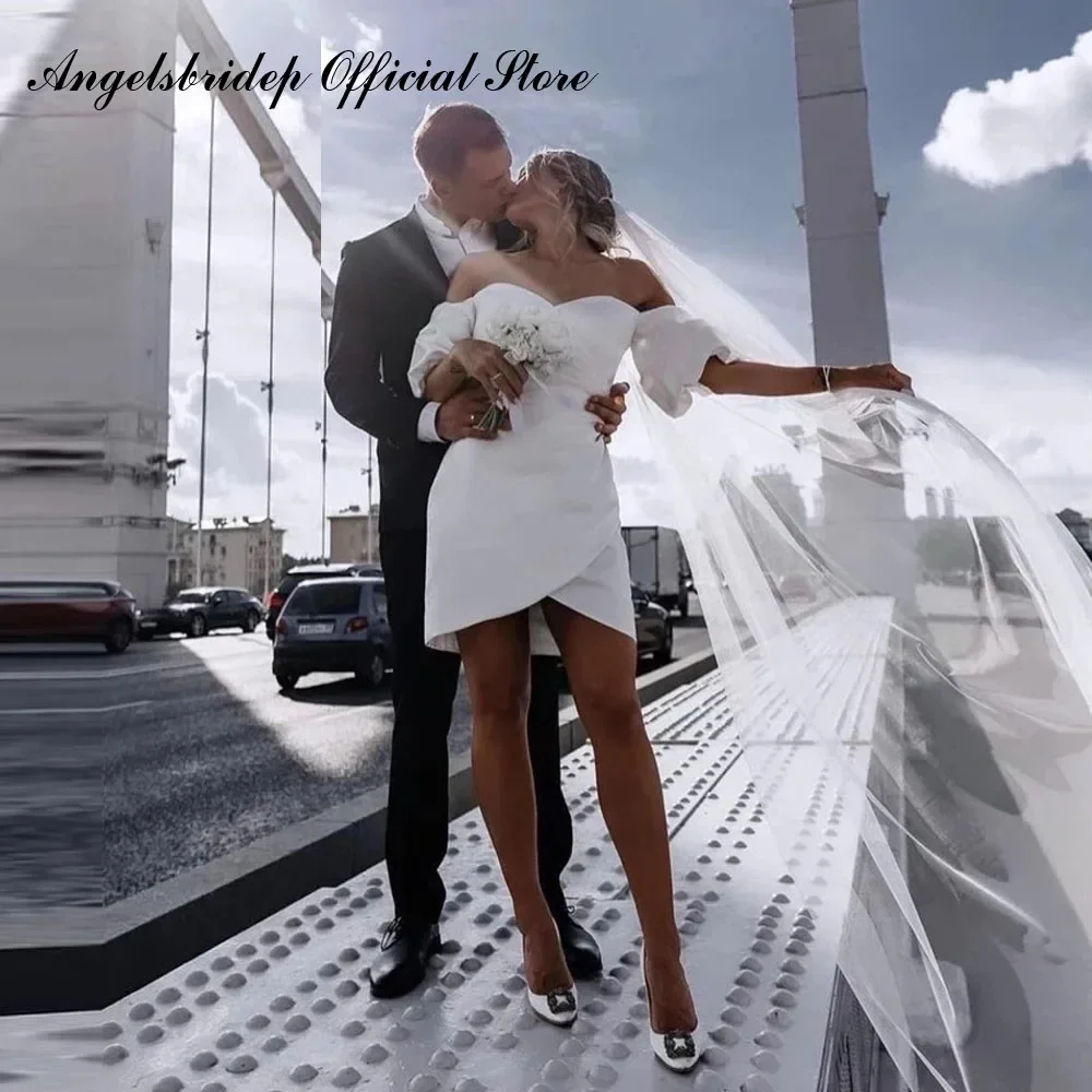 Short Satin Wedding Dresses 2022 Off the Shoulder Sweetheart Mini Sexy Bridal Party Gowns Beach Robe de marige
Short Satin Wedding Dresses 2022 Off the Shoulder Sweetheart Mini Sexy Bridal Party Gowns Beach Robe de marige