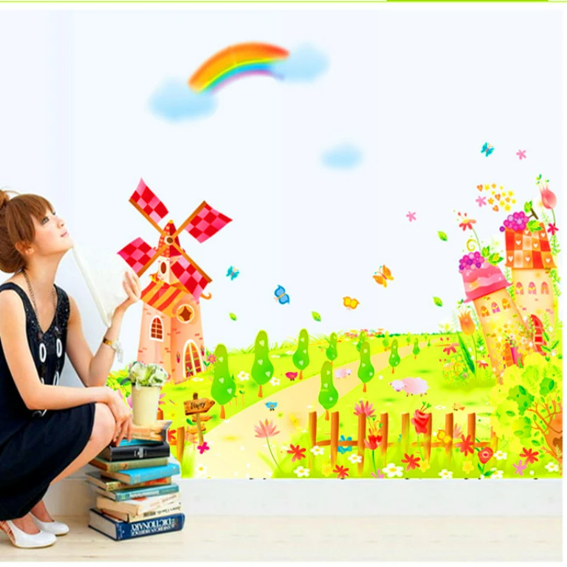 Мультяшная ветряная мельница тропа самоклеящаяся настенная палочка для спальни гостиной телевизора детской комнаты ПВХ водонепроницаема...
Мультяшная ветряная мельница тропа самоклеящаяся настенная палочка для спальни гостиной телевизора детской комнаты ПВХ водонепроницаема...