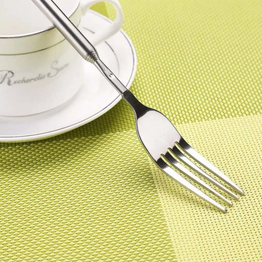 

Tableware Telescopic Food Fork Corrosion-resistance Extendable Silver Dinner Fruit Dessert Long Cutlery Fork For Dining Room