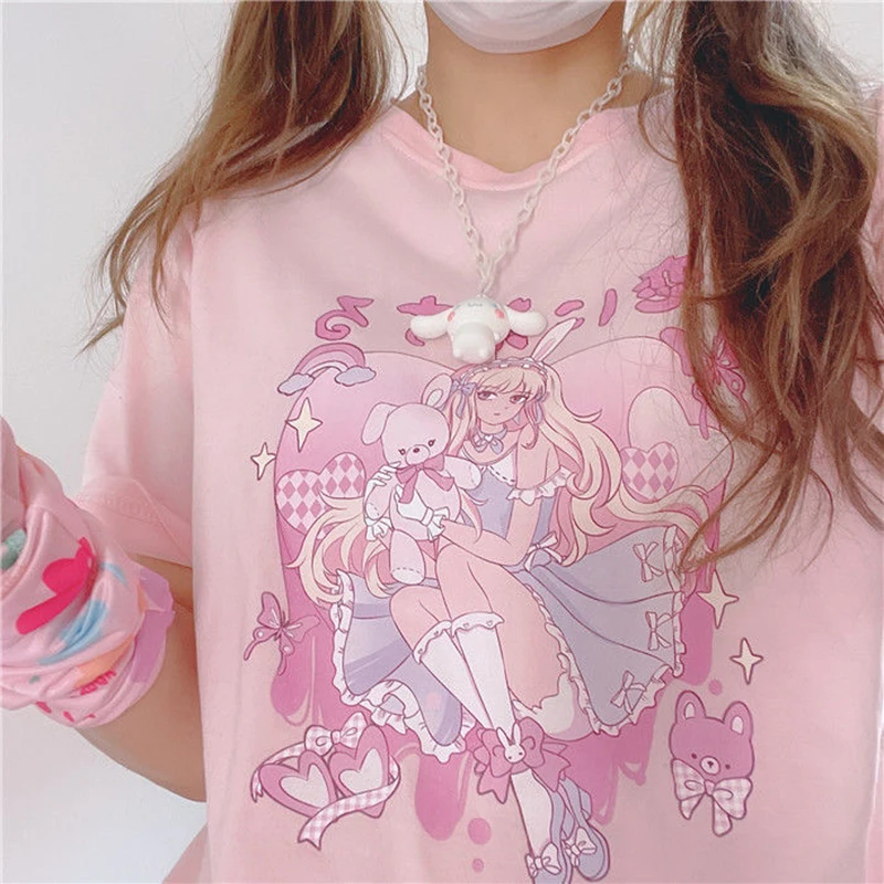 Women's Clothing 2022 Y2k Japanese Harajuku Graphic Kawaii T Shirts Anime Print Oversized T Shirt Plus Size grunge Top women 
Women's Clothing 2022 Y2k Japanese Harajuku Graphic Kawaii T Shirts Anime Print Oversized T Shirt Plus Size grunge Top women