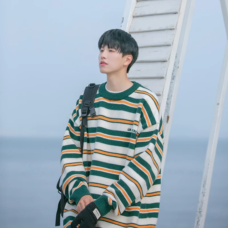 Новый зимний мужской свитер, японский полосатый младший с нижним пальто
Новый зимний мужской свитер, японский полосатый младший с нижним пальто