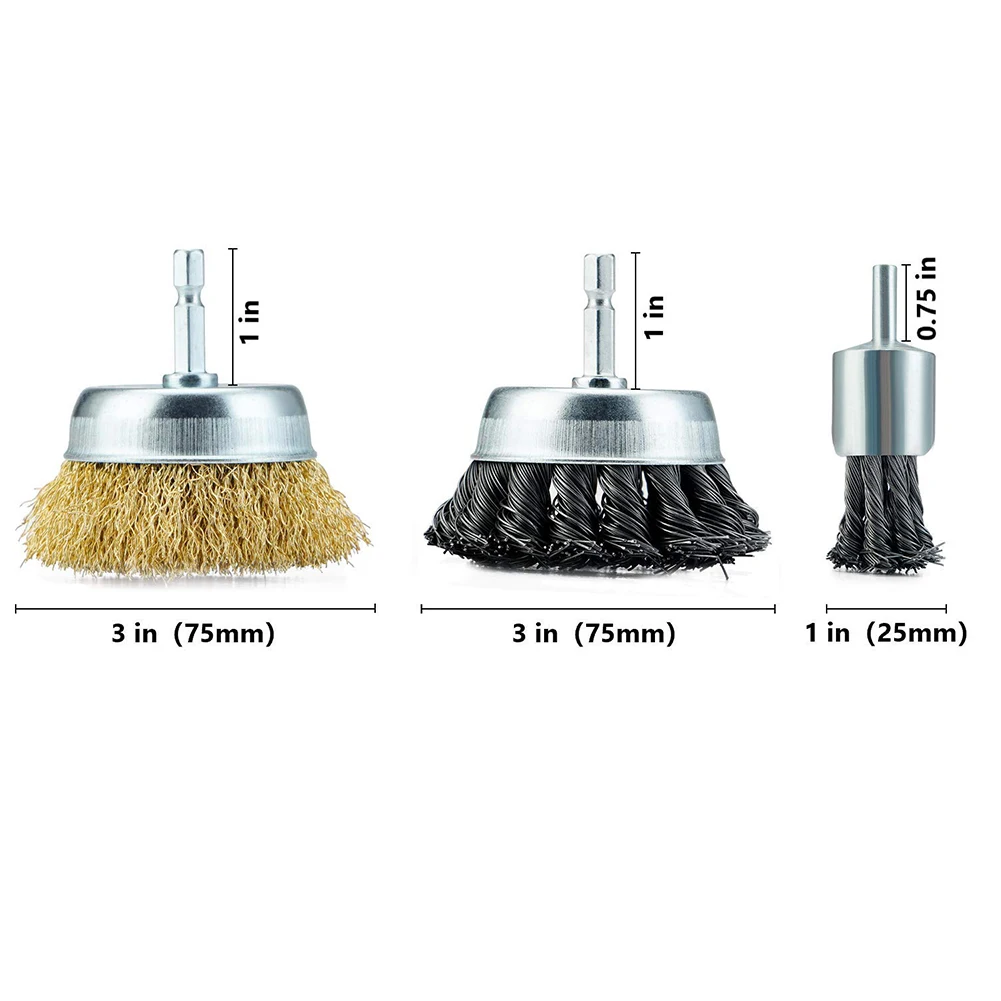 3Pcs/set Wire Cup Brushes End Brush Set Wire Brush For Drill 1/4 Inch Hex Shank Polishing Wire Brush Drill Rotary Grinding Tools
3Pcs/set Wire Cup Brushes End Brush Set Wire Brush For Drill 1/4 Inch Hex Shank Polishing Wire Brush Drill Rotary Grinding Tools