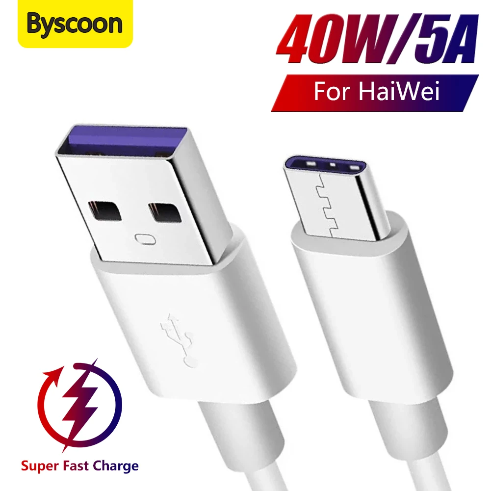 Byscoon Fast Charge Cable For Huawei 40 30 P40 P30 P20 P10 Pro 40W 5A USB Type C Charger Cable On Huawei Honor 30 20 10 Pro V10
Byscoon Fast Charge Cable For Huawei 40 30 P40 P30 P20 P10 Pro 40W 5A USB Type C Charger Cable On Huawei Honor 30 20 10 Pro V10