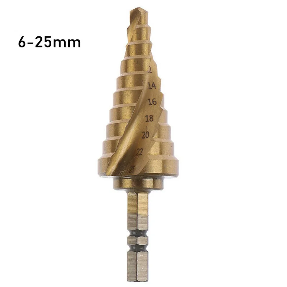 6-25mm HSS Titanium Coated Step Drill Bit Spiral Groove Core Drill For Wood Metal Plastic Hole Cutter
6-25mm HSS Titanium Coated Step Drill Bit Spiral Groove Core Drill For Wood Metal Plastic Hole Cutter