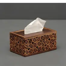 Vintage Walnut Wooden Tissue Boxes Rectangular Extractive Type Napkin Paper Towel Holders Home Desktop Napkin Toilet Paper Box