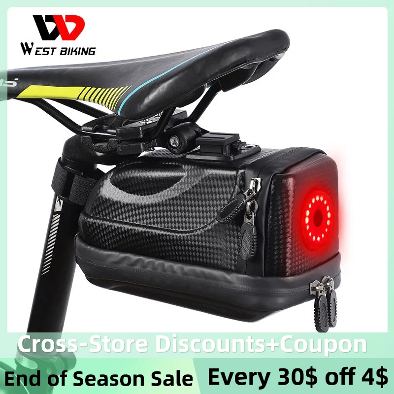 WEST BIKING Waterproof Saddle Bag With Tail Light Cycling Bike Bags Charcoal Hard Shell Durable Packet Lightweight Bicycle Bag
WEST BIKING Waterproof Saddle Bag With Tail Light Cycling Bike Bags Charcoal Hard Shell Durable Packet Lightweight Bicycle Bag