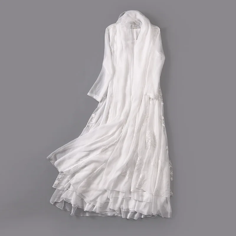 Chinese Style Silk Dress Women Summer Zen Tea Dress 3/4 Sleeves Fairy Loose Long Dress Thin Outer Cape Women Traditional Dress
Chinese Style Silk Dress Women Summer Zen Tea Dress 3/4 Sleeves Fairy Loose Long Dress Thin Outer Cape Women Traditional Dress