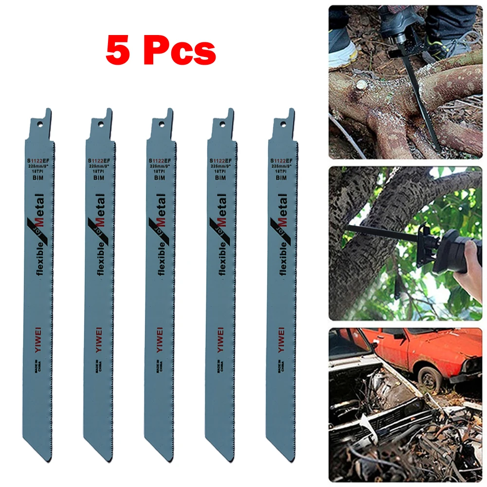 5Pcs Reciprocating Saw Blades Cutter Set 225mm/9inch 18TPI Blade Bi-Metal Cobalt Saw For Metal Wood PVC Tube Cutting Power Tool
5Pcs Reciprocating Saw Blades Cutter Set 225mm/9inch 18TPI Blade Bi-Metal Cobalt Saw For Metal Wood PVC Tube Cutting Power Tool
