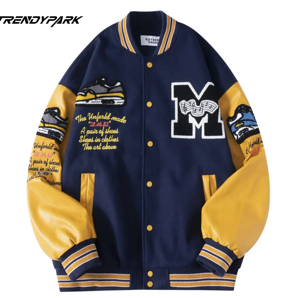 Man Jacket Vintage Patches Embroidery Baseball Bomber Jacket Varsity Jacket Autumn Streetwear Leather Sleeve Jackets for Men
Man Jacket Vintage Patches Embroidery Baseball Bomber Jacket Varsity Jacket Autumn Streetwear Leather Sleeve Jackets for Men