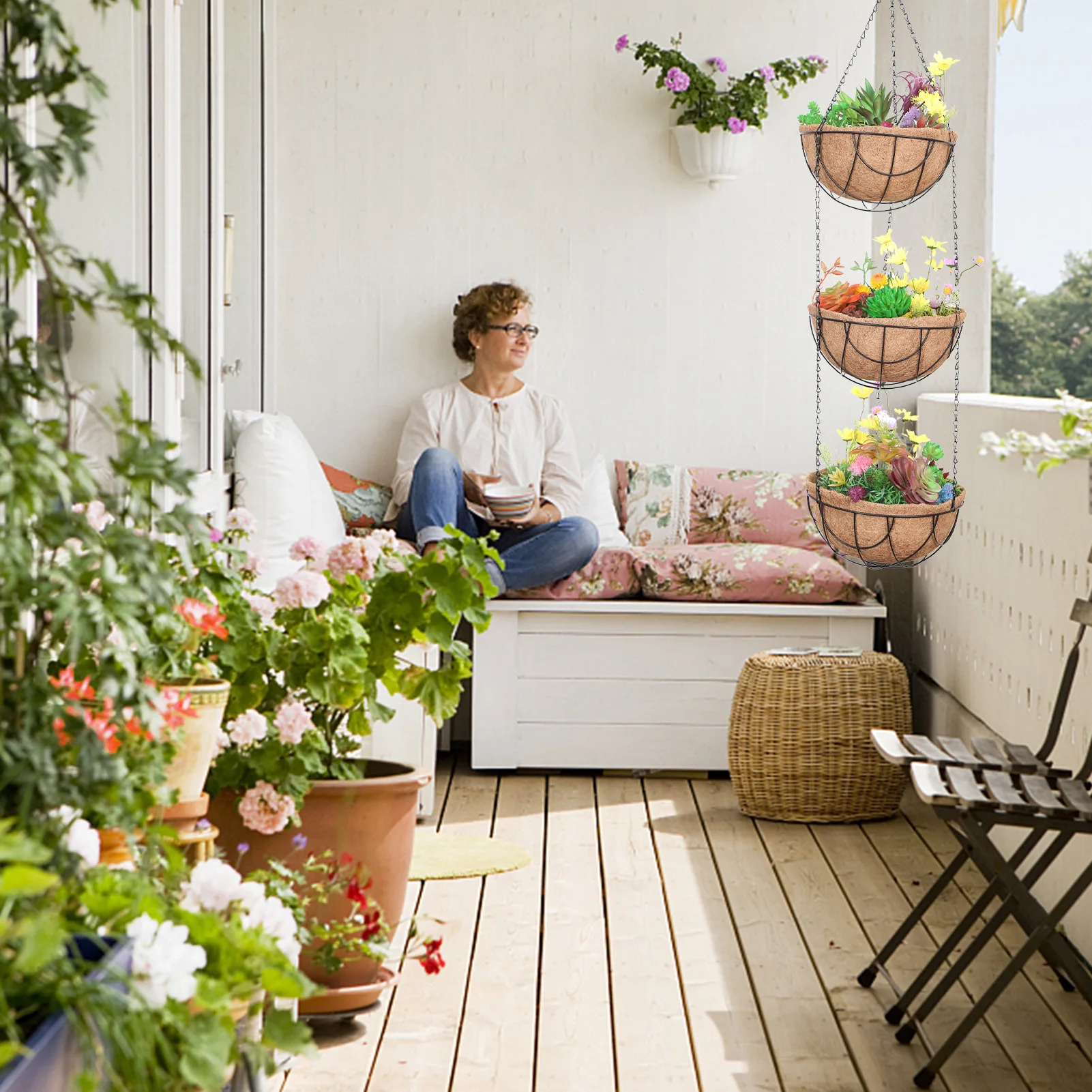 Metal Wire Baskets Metal Plant Wire With Three Coco Coir Liner Layers Garden Watering Baskets For Patio Garden Outdoor Indoor
Metal Wire Baskets Metal Plant Wire With Three Coco Coir Liner Layers Garden Watering Baskets For Patio Garden Outdoor Indoor