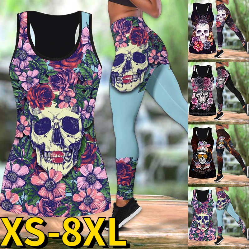 2023 New Women 2 Piece Yoga Clothes Yoga Suit Sexy Activewear Set Sleeveless Yoga Pants Skull Printing Tight Sport Tank Top
2023 New Women 2 Piece Yoga Clothes Yoga Suit Sexy Activewear Set Sleeveless Yoga Pants Skull Printing Tight Sport Tank Top