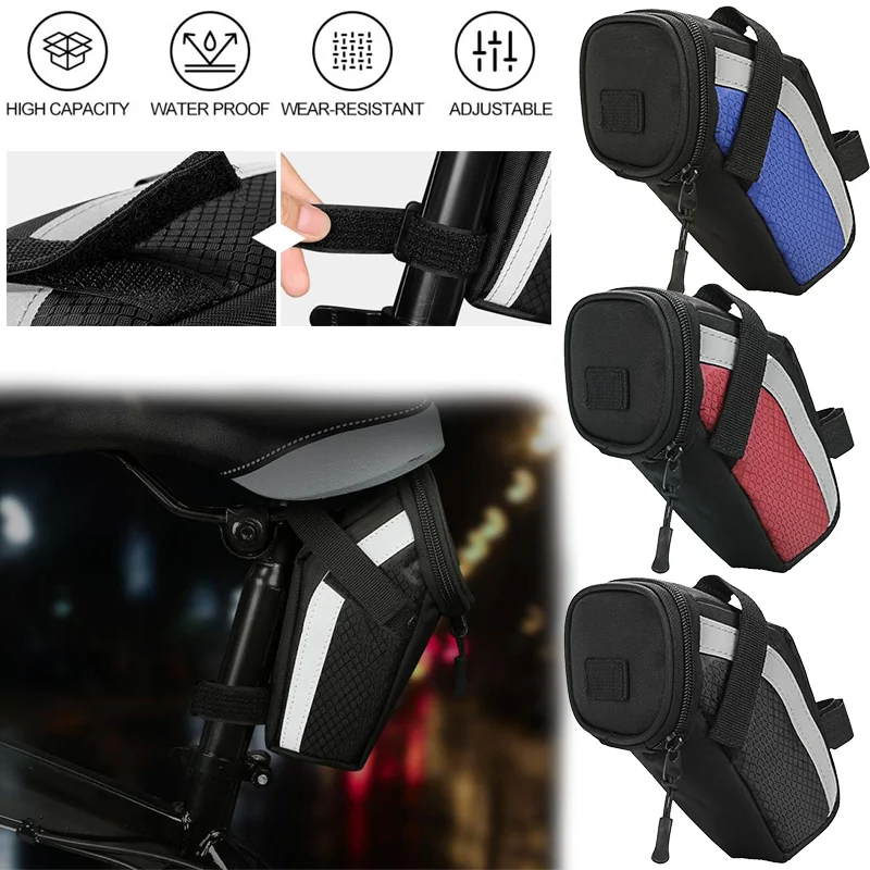 

Mountain Road Bicycle Storage Saddle Bag Cycling Seat Tail Rear Pouch Rear Seat Bag Wear-resistant Expandable Bike Accessories