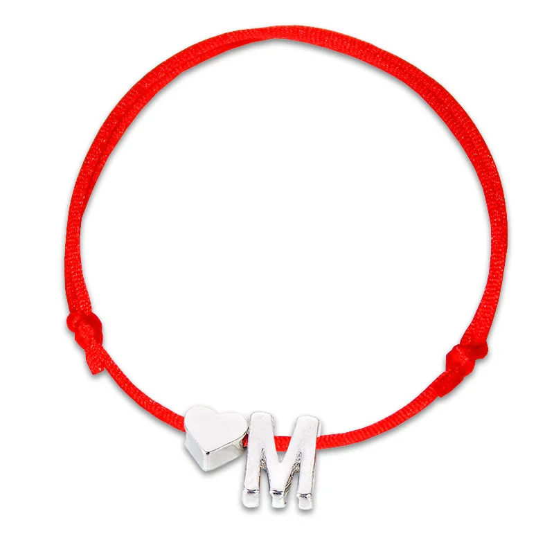 NEW Silver Color Tiny Heart Initials Name Charm Letter Bracelet For Women Men Lucky String Rope Red Bracelets Couple Gifts
NEW Silver Color Tiny Heart Initials Name Charm Letter Bracelet For Women Men Lucky String Rope Red Bracelets Couple Gifts