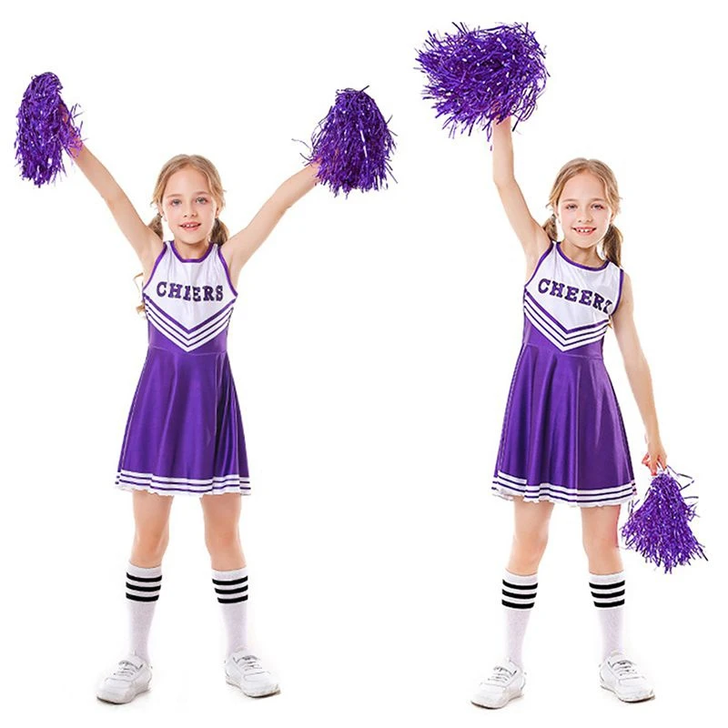 Girls Cheerleading Outfit Sleeveless Cheerleader Costume With Flower Balls Socks Set Stage Performance Fancy Cosplay Dancewear 
Girls Cheerleading Outfit Sleeveless Cheerleader Costume With Flower Balls Socks Set Stage Performance Fancy Cosplay Dancewear