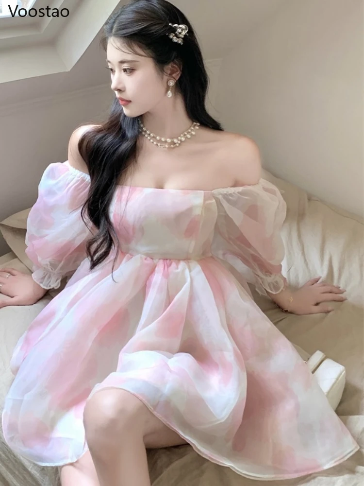 Summer Sweet Pink Princess Dress Women Korean Elegant Square Collar Puff Sleeve Mini Dresses Female Chic Gauze Party Vestidos
Summer Sweet Pink Princess Dress Women Korean Elegant Square Collar Puff Sleeve Mini Dresses Female Chic Gauze Party Vestidos