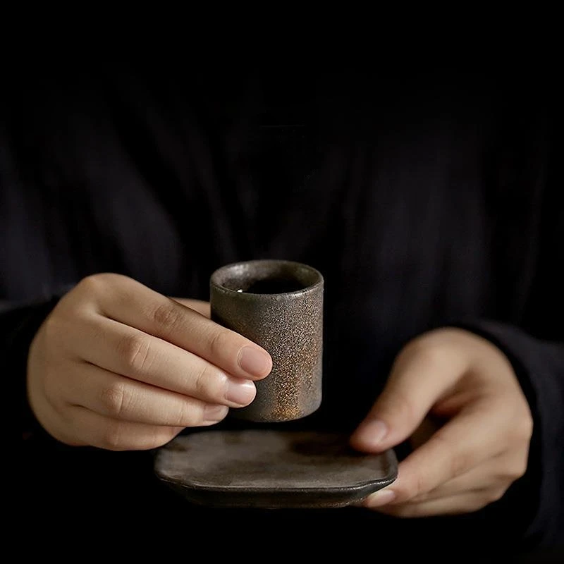 

Винтажная керамическая чайная чашка, кофейная чашка, чайный набор в японском стиле, одинарная чашка, позолоченная железная глазурованная чашка, посуда для чая, кухня, столовый бар
