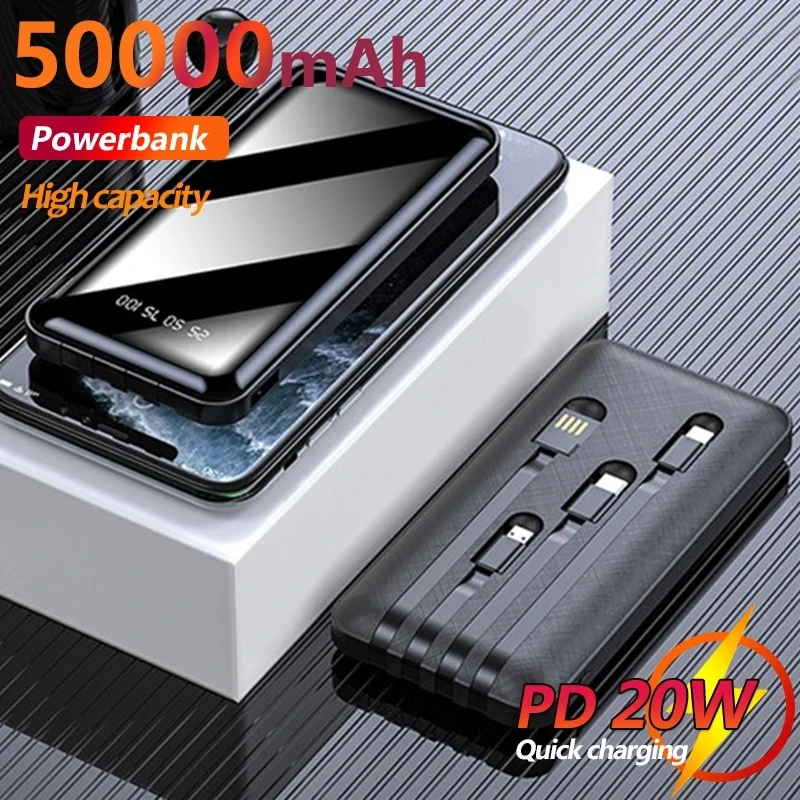 50000mAh Power Bank Portable Charger for Iphone13 Xiaomi 11 Powerbank Built-in 4 Cables Portable External Battery Fast Charging
50000mAh Power Bank Portable Charger for Iphone13 Xiaomi 11 Powerbank Built-in 4 Cables Portable External Battery Fast Charging