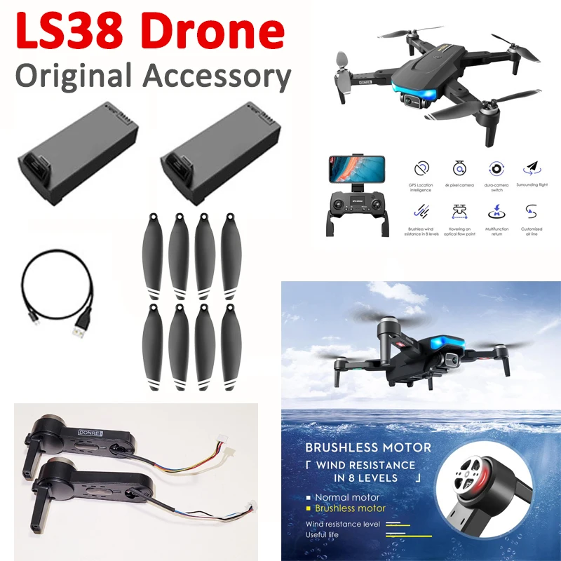 LS38 LS38PRO 6K GPS Done Original Accessory 7.4V 2000mAh Battery USB Charger Propeller Blade Front Rear Arm with Brushless Motor
LS38 LS38PRO 6K GPS Done Original Accessory 7.4V 2000mAh Battery USB Charger Propeller Blade Front Rear Arm with Brushless Motor