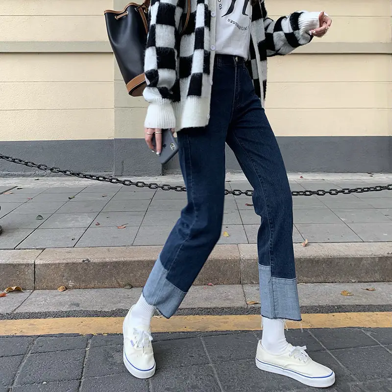 Dark Denim Women's High-waisted Versatile New Design Sense Stitching Fashion Stretch Straight Pants
Dark Denim Women's High-waisted Versatile New Design Sense Stitching Fashion Stretch Straight Pants