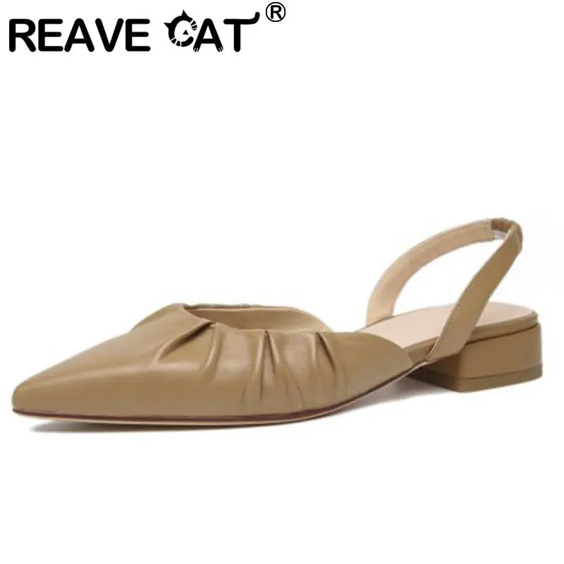 REAVE CAT Soft Comfoy Genuine Leather Women's Sandals Pointed Toe Flats Back Strap Pleated Solid Elegant Size 33-40 Brown S3645
REAVE CAT Soft Comfoy Genuine Leather Women's Sandals Pointed Toe Flats Back Strap Pleated Solid Elegant Size 33-40 Brown S3645